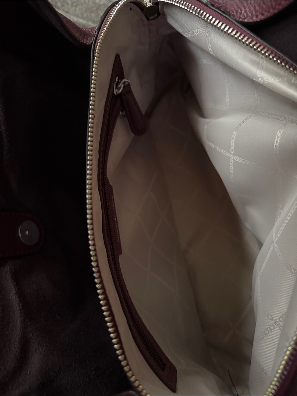 Michael Kors Pebbled Leather Shoulder Bag in Burgundy - Picture 5 of 6